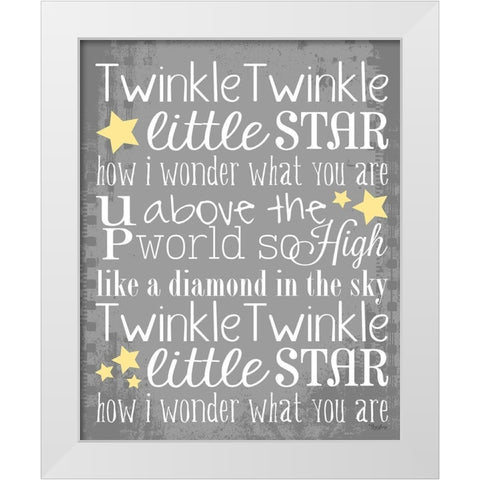 Twinkle Gray White Modern Wood Framed Art Print by Louise, Gigi