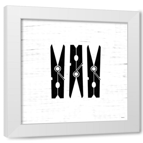 Clothespins White Modern Wood Framed Art Print by Louise, Gigi
