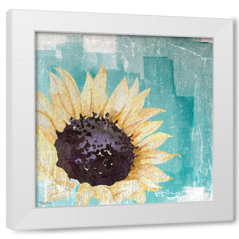 Sunflower Teal White Modern Wood Framed Art Print by Louise, Gigi