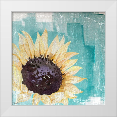 Sunflower Teal White Modern Wood Framed Art Print by Louise, Gigi