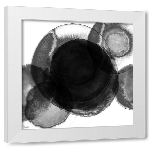 Black Circle Abstract 1 White Modern Wood Framed Art Print by Louise, Gigi