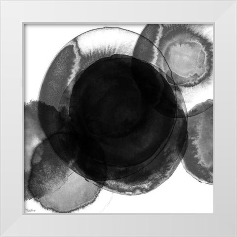 Black Circle Abstract 1 White Modern Wood Framed Art Print by Louise, Gigi