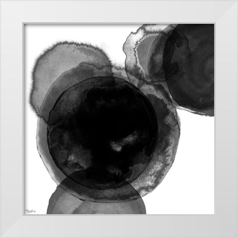Black Circle Abstract 2 White Modern Wood Framed Art Print by Louise, Gigi