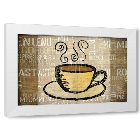 Coffee Mat 1 White Modern Wood Framed Art Print by Emery, Kristin