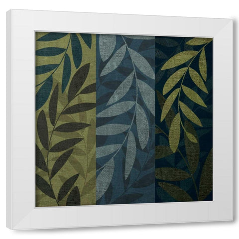 Green and Blue 3 Panel II White Modern Wood Framed Art Print by Emery, Kristin