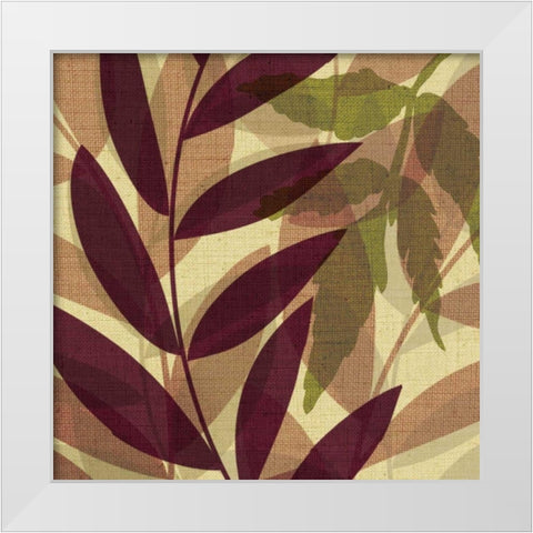 Purple and Yellow Leaves II White Modern Wood Framed Art Print by Emery, Kristin