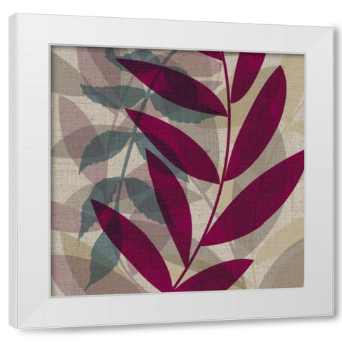 Purple and Green Leaves II White Modern Wood Framed Art Print by Emery, Kristin