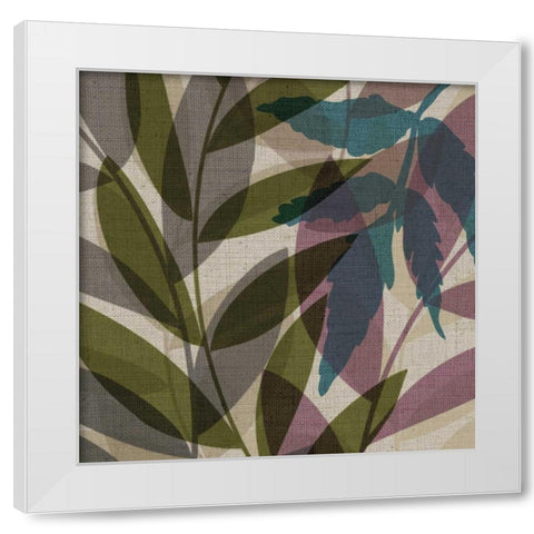 Purple Green Leaves White Modern Wood Framed Art Print by Emery, Kristin