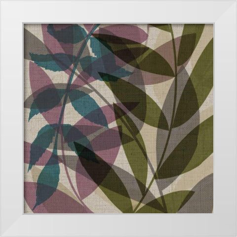 Purple Green Leaves Mate White Modern Wood Framed Art Print by Emery, Kristin