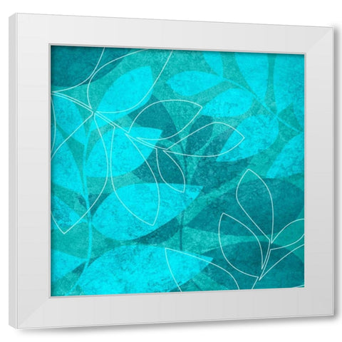 Turquoise Leaves I White Modern Wood Framed Art Print by Emery, Kristin
