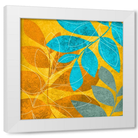 Aqua Leaves 2 White Modern Wood Framed Art Print by Emery, Kristin