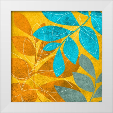 Aqua Leaves 2 White Modern Wood Framed Art Print by Emery, Kristin