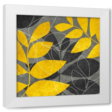 Gray and Gold Leaves I White Modern Wood Framed Art Print by Emery, Kristin