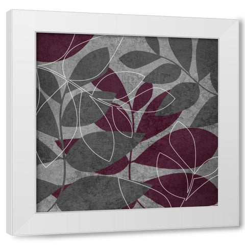 Gray and Purple Leaves I White Modern Wood Framed Art Print by Emery, Kristin
