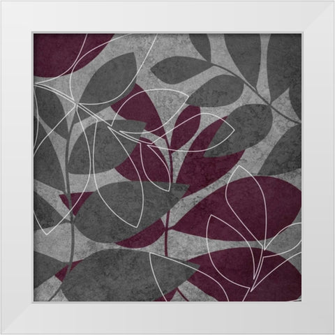 Gray and Purple Leaves I White Modern Wood Framed Art Print by Emery, Kristin