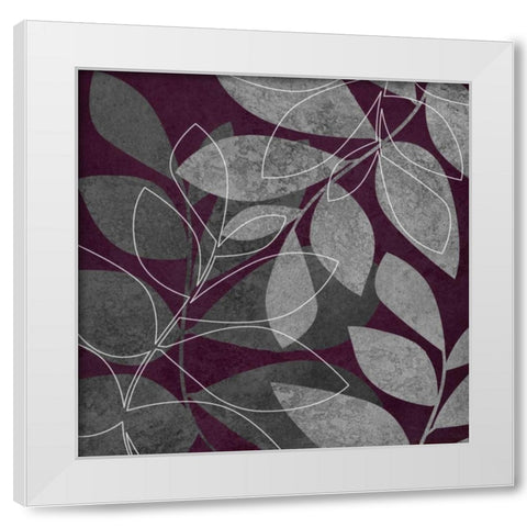 Gray and Purple Leaves II White Modern Wood Framed Art Print by Emery, Kristin
