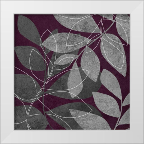 Gray and Purple Leaves II White Modern Wood Framed Art Print by Emery, Kristin