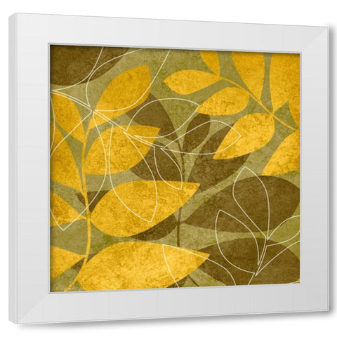 Yellow and Brown Leaves I White Modern Wood Framed Art Print by Emery, Kristin