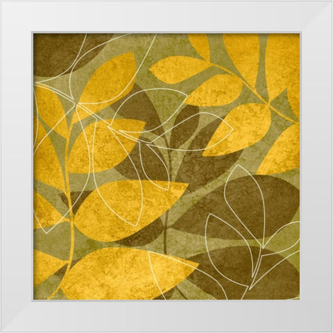 Yellow and Brown Leaves I White Modern Wood Framed Art Print by Emery, Kristin