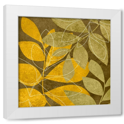 Yellow and Brown Leaves II White Modern Wood Framed Art Print by Emery, Kristin