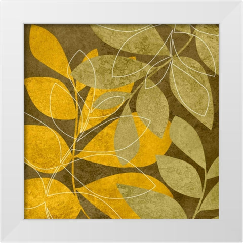 Yellow and Brown Leaves II White Modern Wood Framed Art Print by Emery, Kristin
