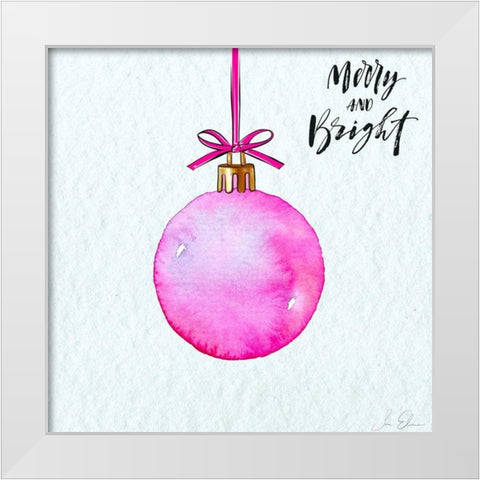 Merry and Bright Ornament White Modern Wood Framed Art Print by Elizabeth, Sara