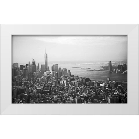 A Fly Over The City 1 White Modern Wood Framed Art Print by Colberg, Lisa