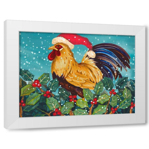 Mr Christmas Rooster White Modern Wood Framed Art Print by Korsgaden, Laurie