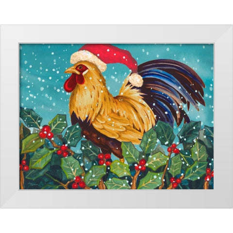 Mr Christmas Rooster White Modern Wood Framed Art Print by Korsgaden, Laurie