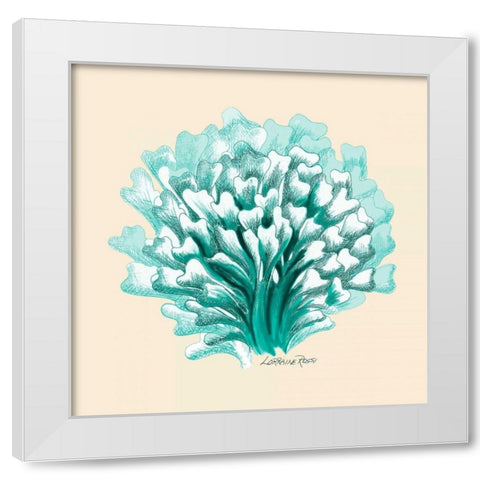 Teal Beige Coral Mate White Modern Wood Framed Art Print by Rossi, Lorraine