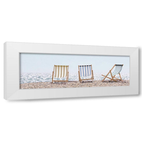 Beach Chairs White Modern Wood Framed Art Print by Straatsma, Leah