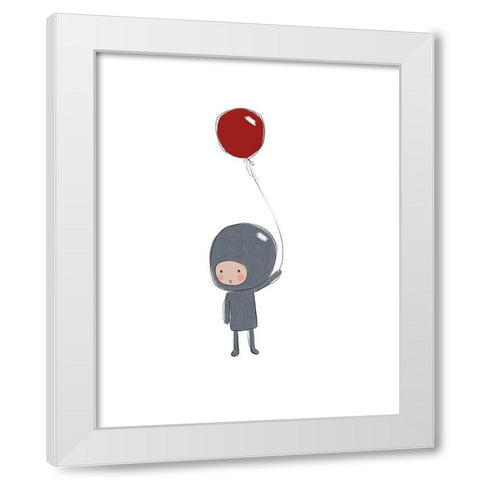 Astronaut Balloon White Modern Wood Framed Art Print by Straatsma, Leah