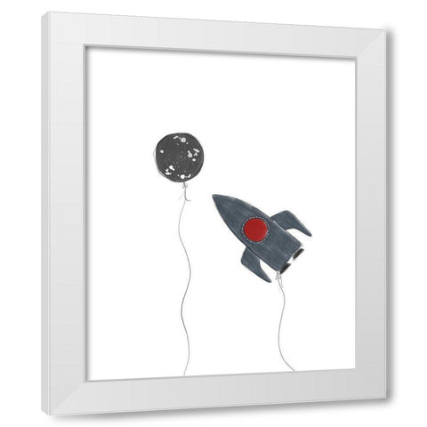 Spaceship Balloons White Modern Wood Framed Art Print by Straatsma, Leah