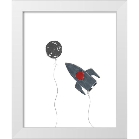 Spaceship Balloons White Modern Wood Framed Art Print by Straatsma, Leah