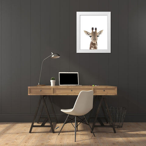 Giraffe White Modern Wood Framed Art Print by Straatsma, Leah