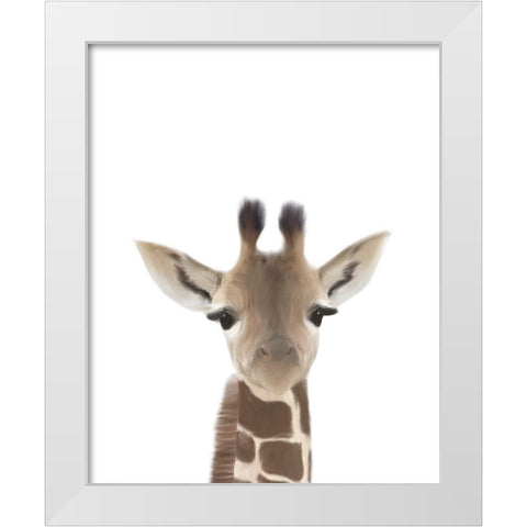 Giraffe White Modern Wood Framed Art Print by Straatsma, Leah