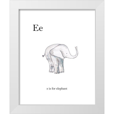 Ee Is For Elephant White Modern Wood Framed Art Print by Straatsma, Leah