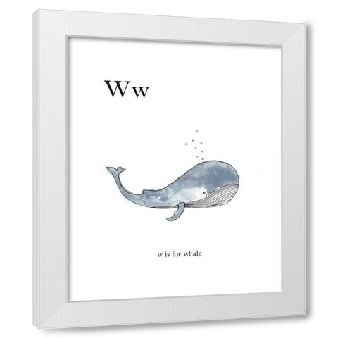 Ww Is For Whale White Modern Wood Framed Art Print by Straatsma, Leah
