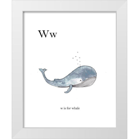 Ww Is For Whale White Modern Wood Framed Art Print by Straatsma, Leah