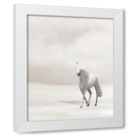 Horse on Beach White Modern Wood Framed Art Print by Straatsma, Leah