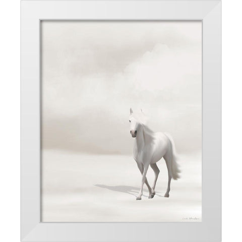 Horse on Beach White Modern Wood Framed Art Print by Straatsma, Leah