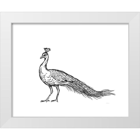 Black Peacock White Modern Wood Framed Art Print by Straatsma, Leah