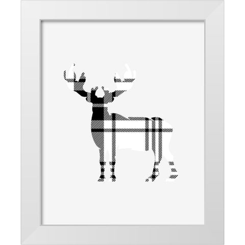 Tartan Deer White Modern Wood Framed Art Print by Straatsma, Leah
