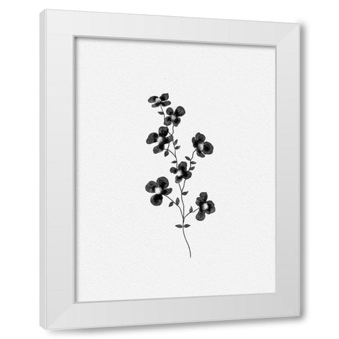 Black Watercolor Florals White Modern Wood Framed Art Print by Straatsma, Leah