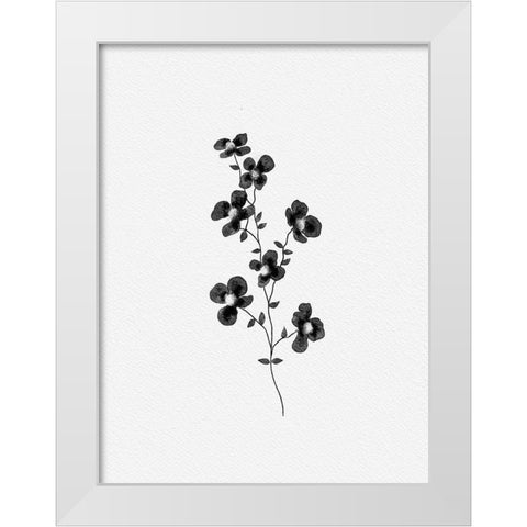 Black Watercolor Florals White Modern Wood Framed Art Print by Straatsma, Leah