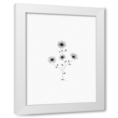 Light Grey Watercolor Florals White Modern Wood Framed Art Print by Straatsma, Leah