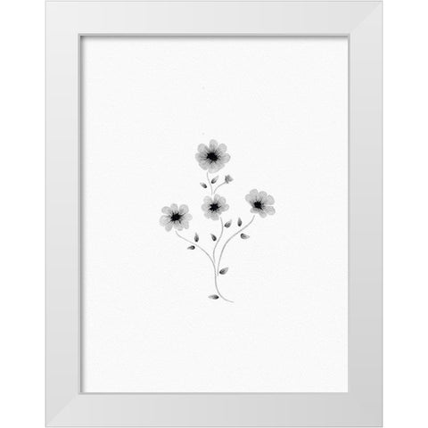 Light Grey Watercolor Florals White Modern Wood Framed Art Print by Straatsma, Leah