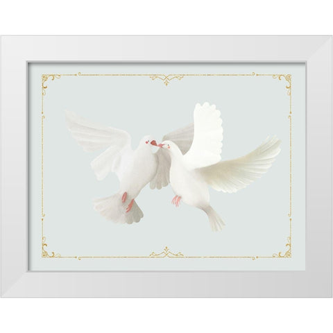Christmas Doves White Modern Wood Framed Art Print by Straatsma, Leah