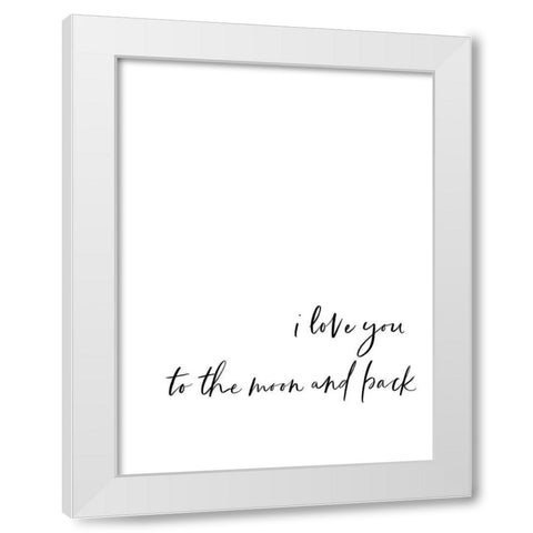 Love Moon Back Script Hand 1 White Modern Wood Framed Art Print by Straatsma, Leah