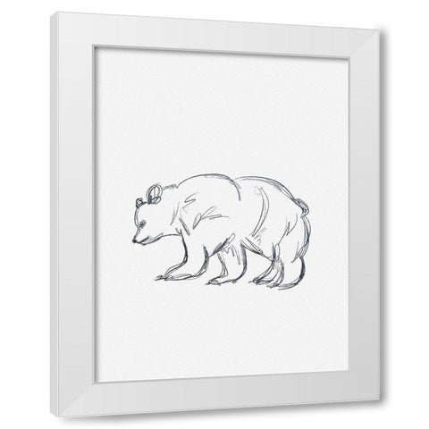 Cabin Minimal Bear Sketch White Modern Wood Framed Art Print by Straatsma, Leah